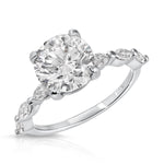 Marquise Solitaire Round Engagement Ring in White Gold