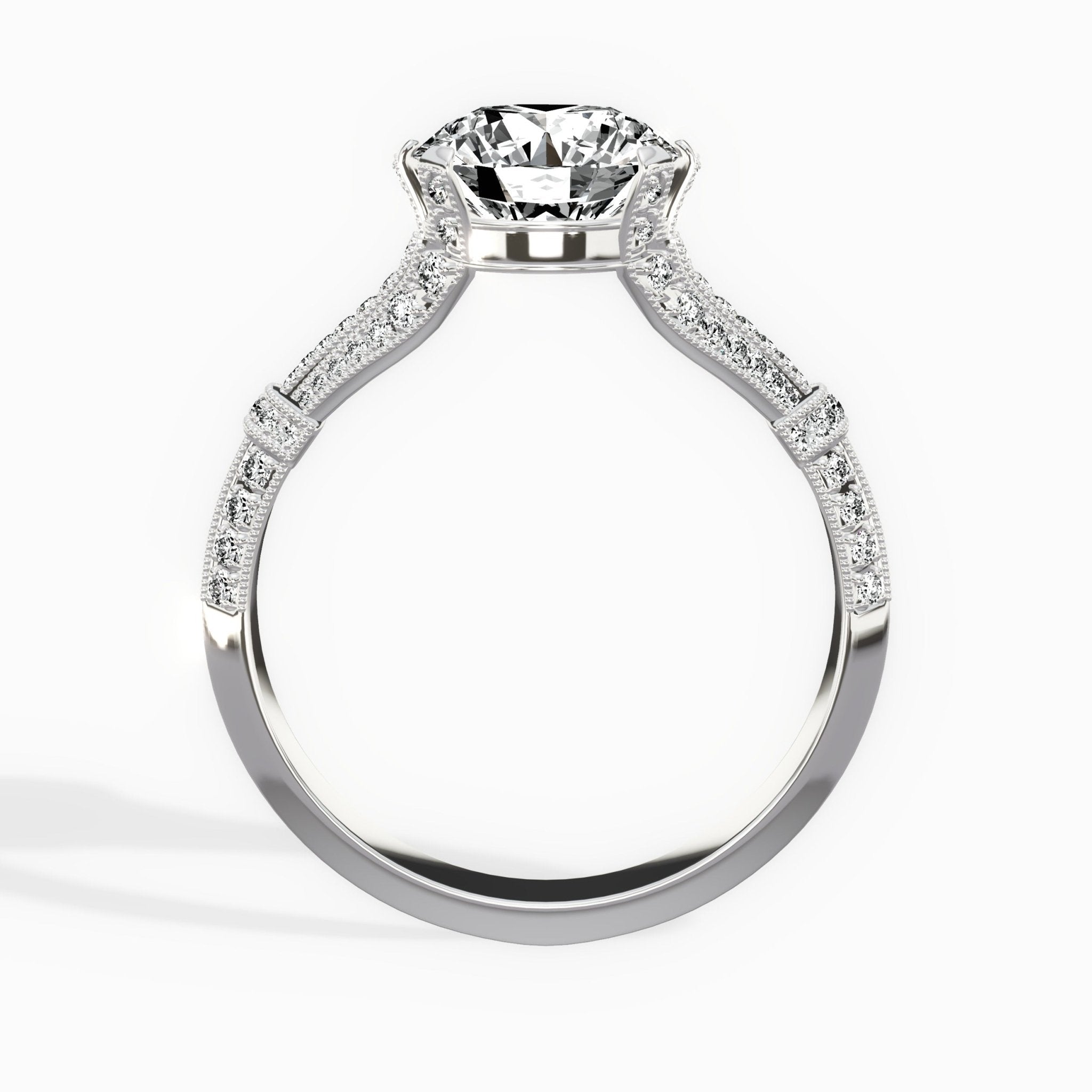 Six Prong Vintage Style 1.53 ct Round Engagement Ring in White Gold - The Better Diamonds