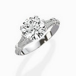 Six Prong Vintage Style 1.53 ct Round Engagement Ring in White Gold - The Better Diamonds