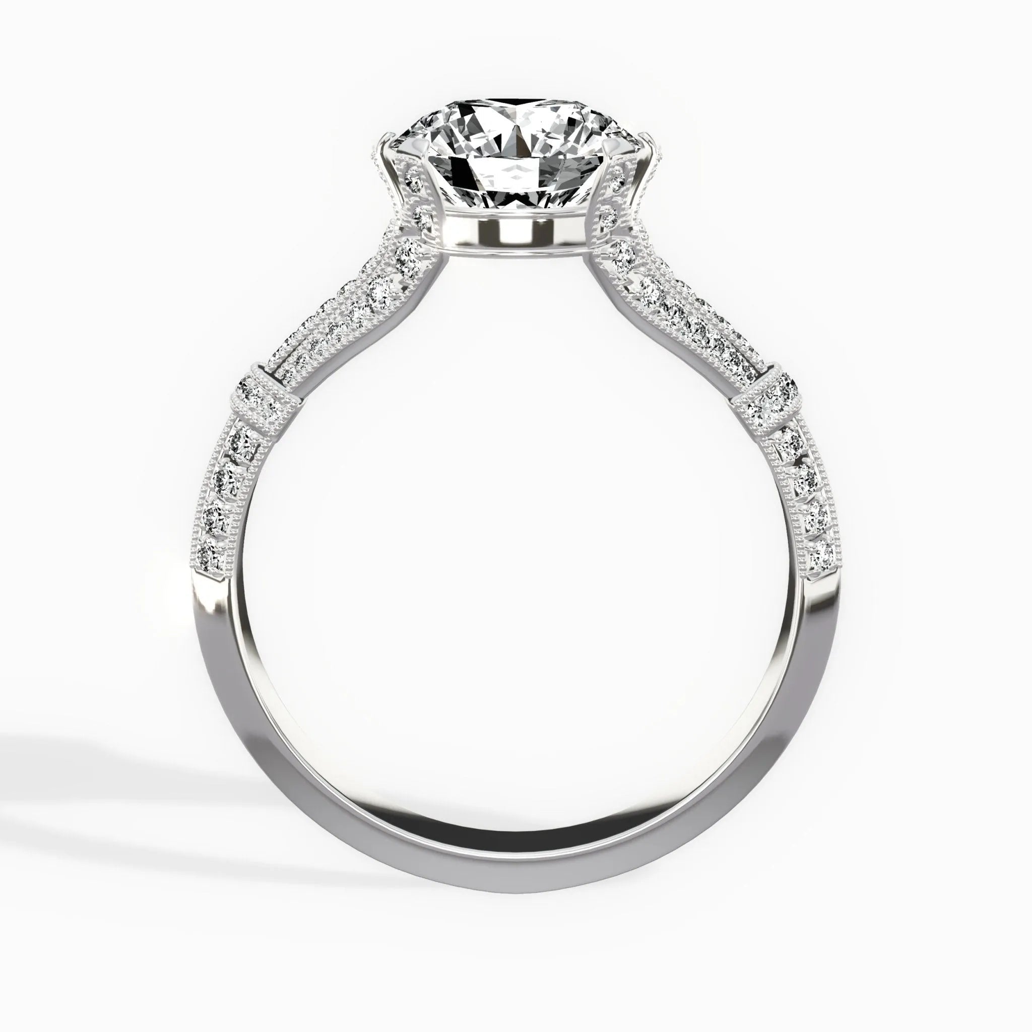 Six Prong Vintage Style 1.53 ct Round Engagement Ring in White Gold - The Better Diamonds