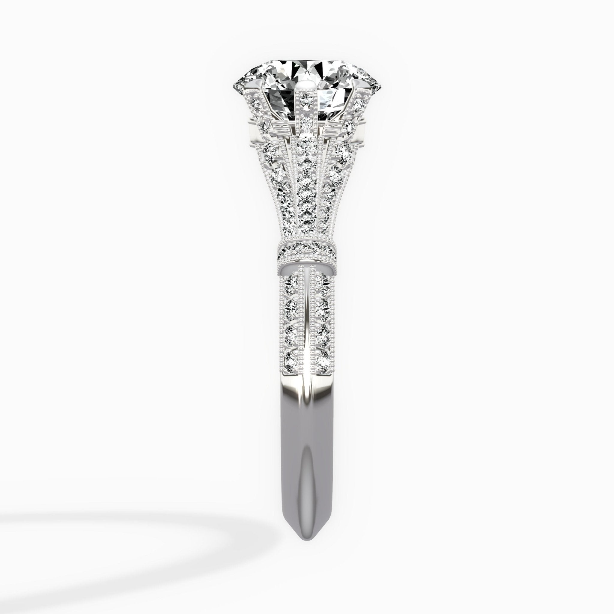 Six Prong Vintage Style 1.53 ct Round Lab Grown Diamond Engagement Ring in 14K White Gold - The Better Diamonds