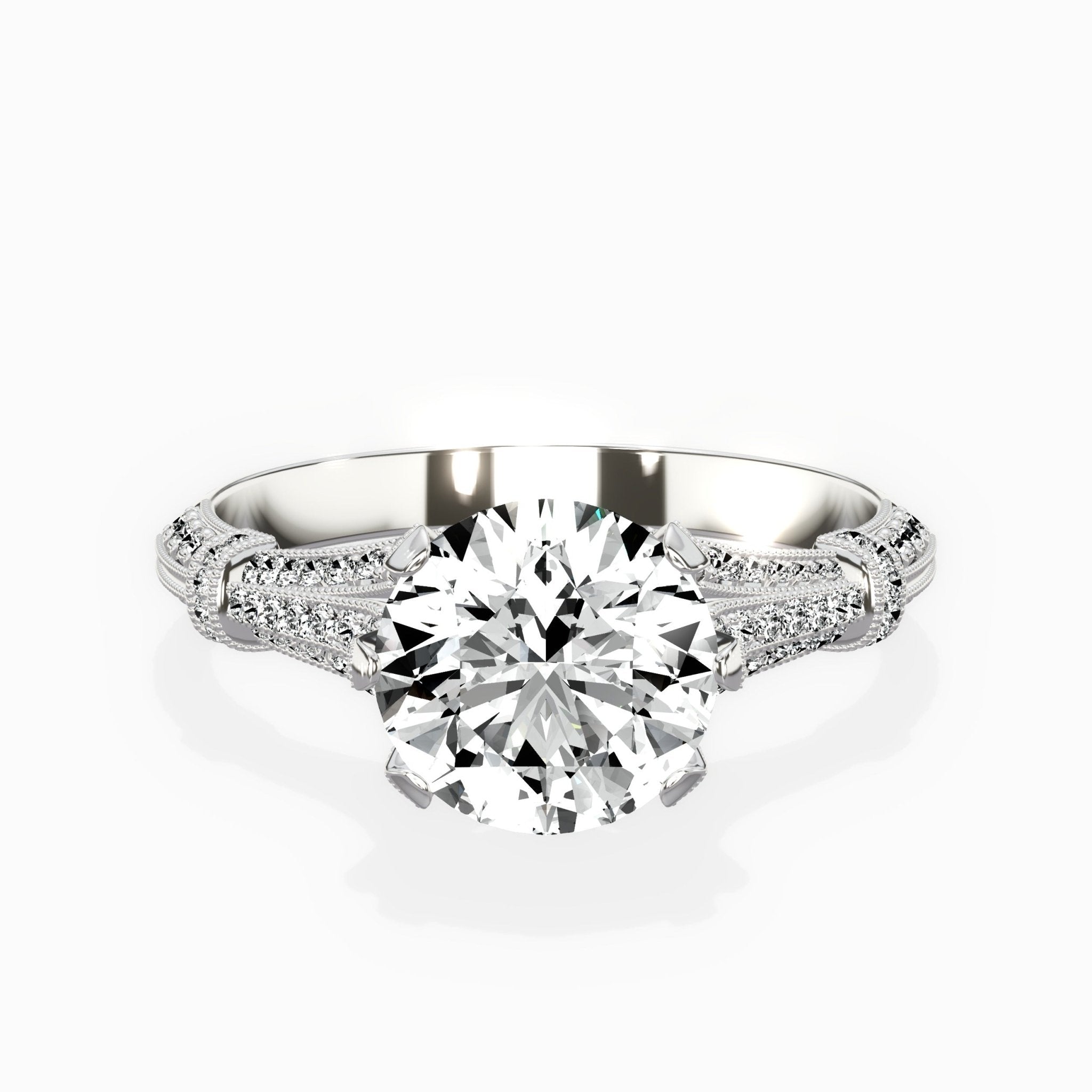 Six Prong Vintage Style 1.53 ct Round Lab Grown Diamond Engagement Ring in 14K White Gold - The Better Diamonds