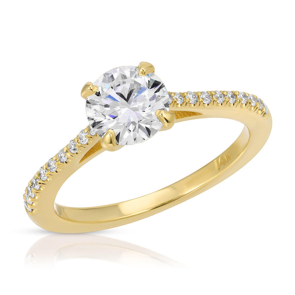 Roma solitaire Round Engagement Ring in Yellow Gold