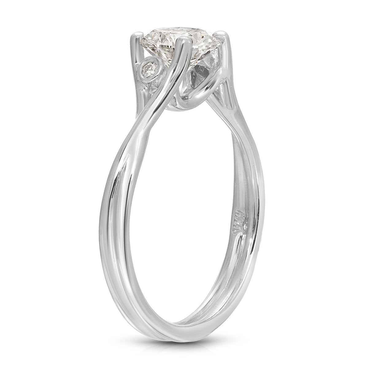 Twisted Solitaire Round Engagement Ring in White Gold