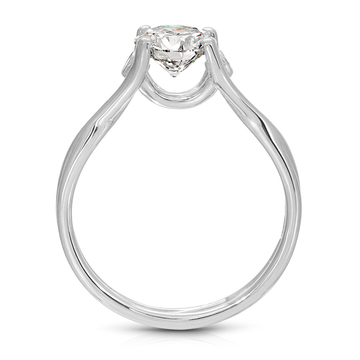 Twisted Solitaire Round Engagement Ring in White Gold