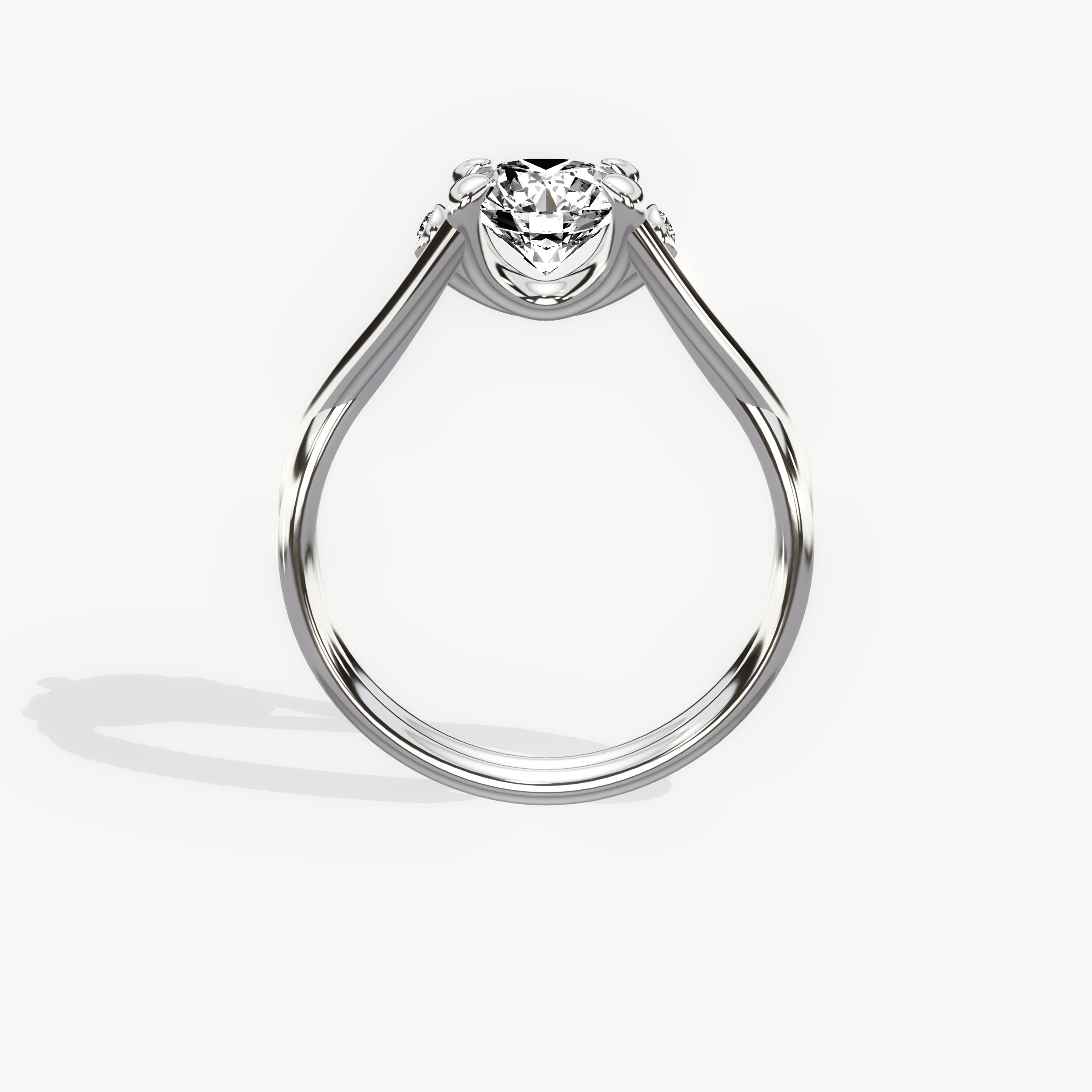 Twisted Solitaire Round Engagement Ring in White Gold