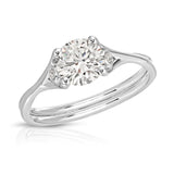 Twisted Solitaire Round Engagement Ring in White Gold