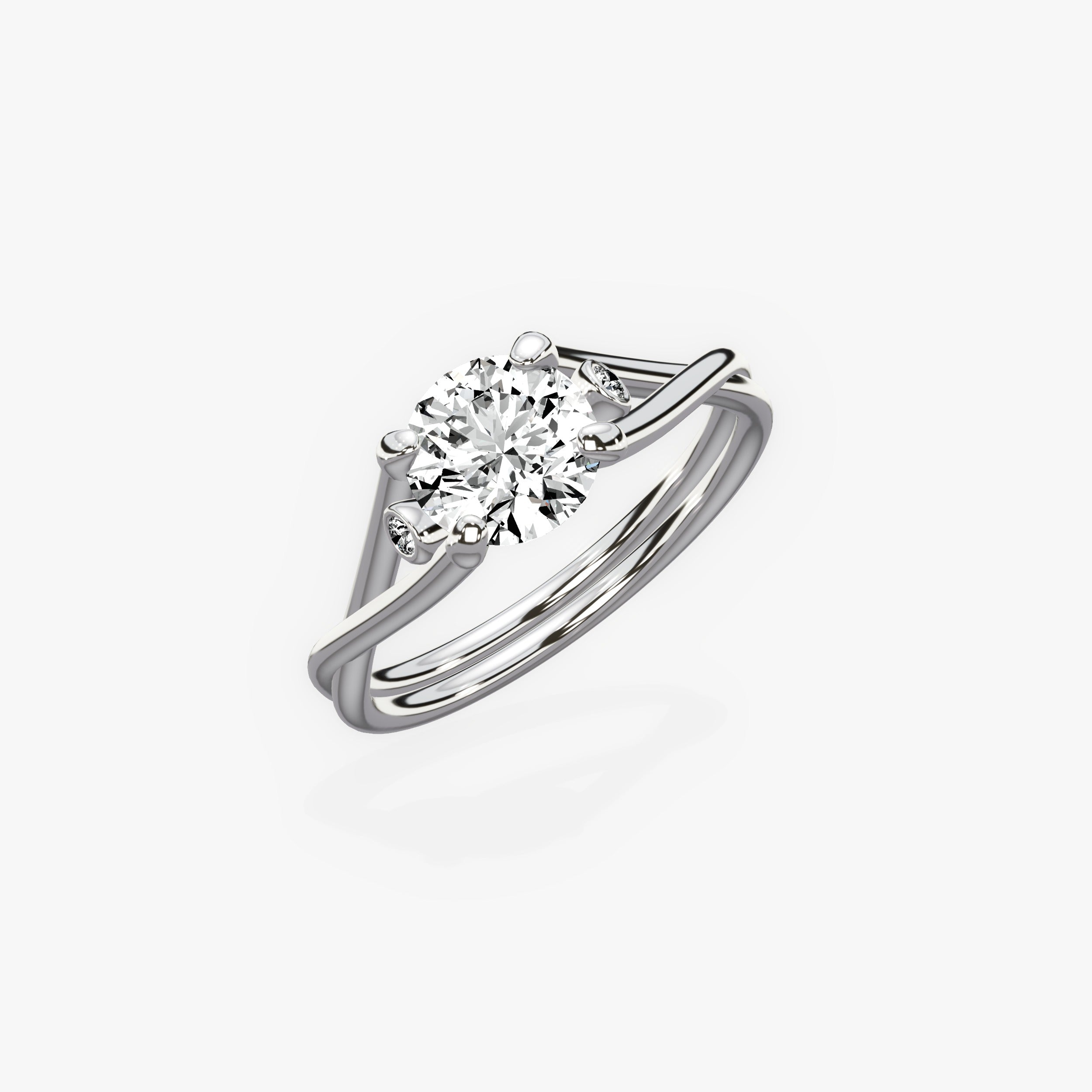 Twisted Solitaire Round Engagement Ring in White Gold