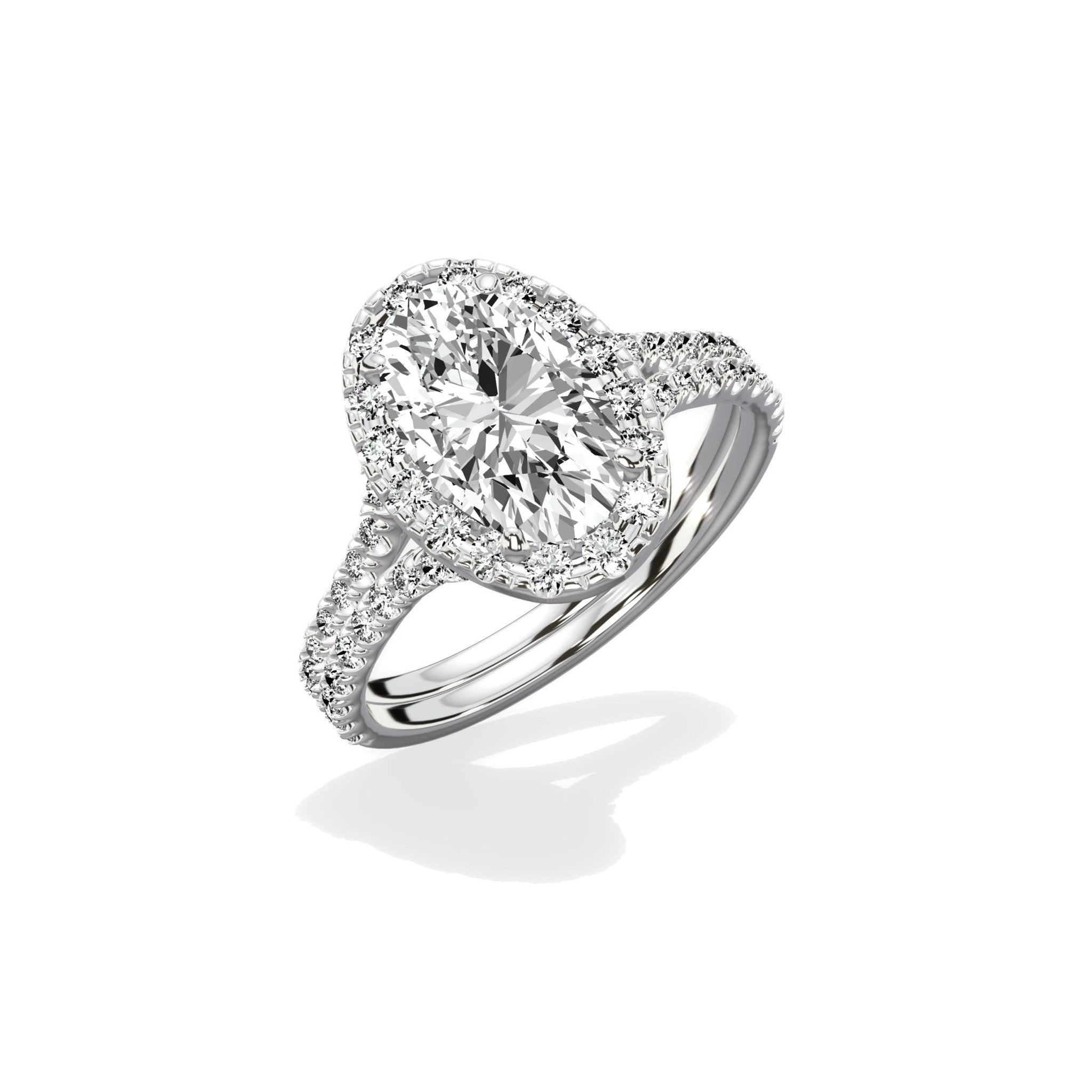 Split Shank Hidden Halo 1.53 ct Oval Engagement Ring in White Gold - The Better Diamonds