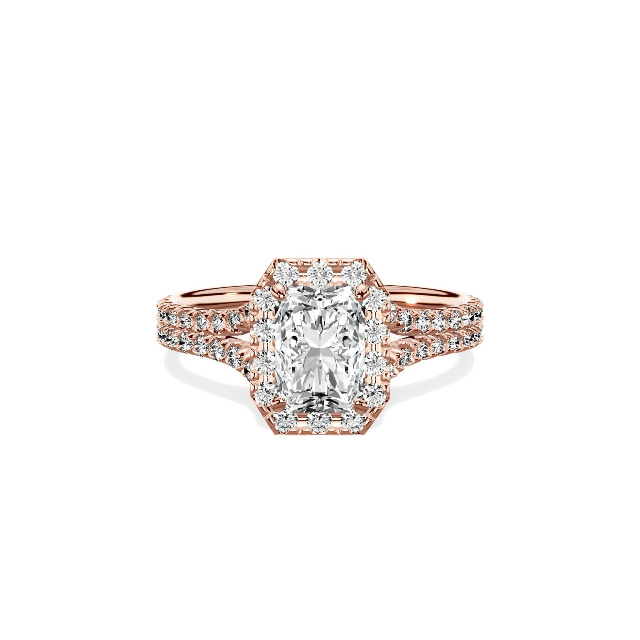 Split Shank Hidden Halo Engagement Ring - The Better Diamonds