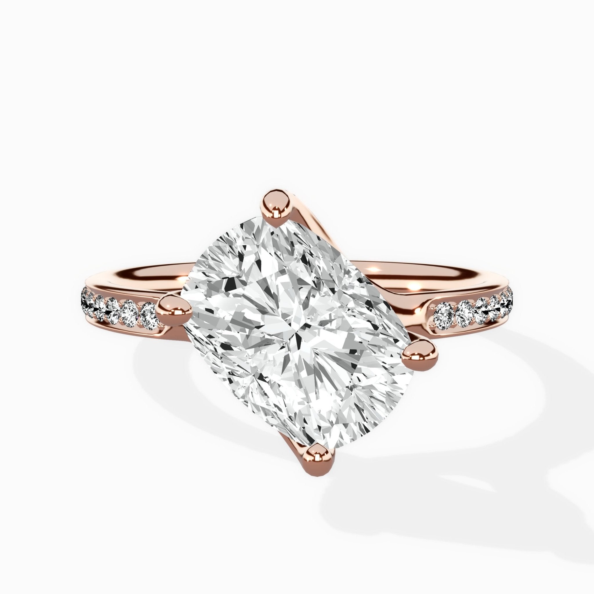 Split Shank Pave Solitaire Ring Engagement Ring - The Better Diamonds