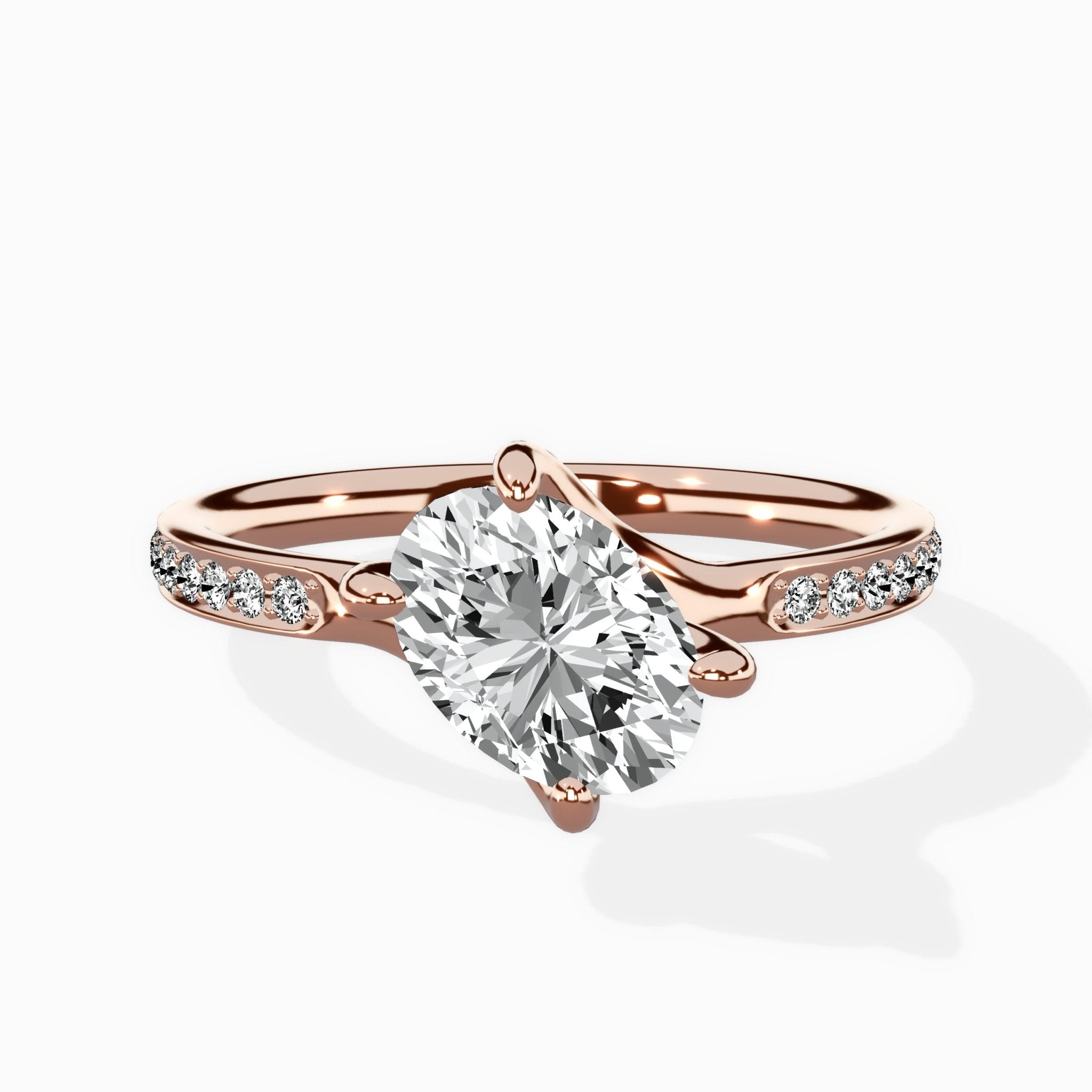 Split Shank Pave Solitaire Ring Engagement Ring - The Better Diamonds