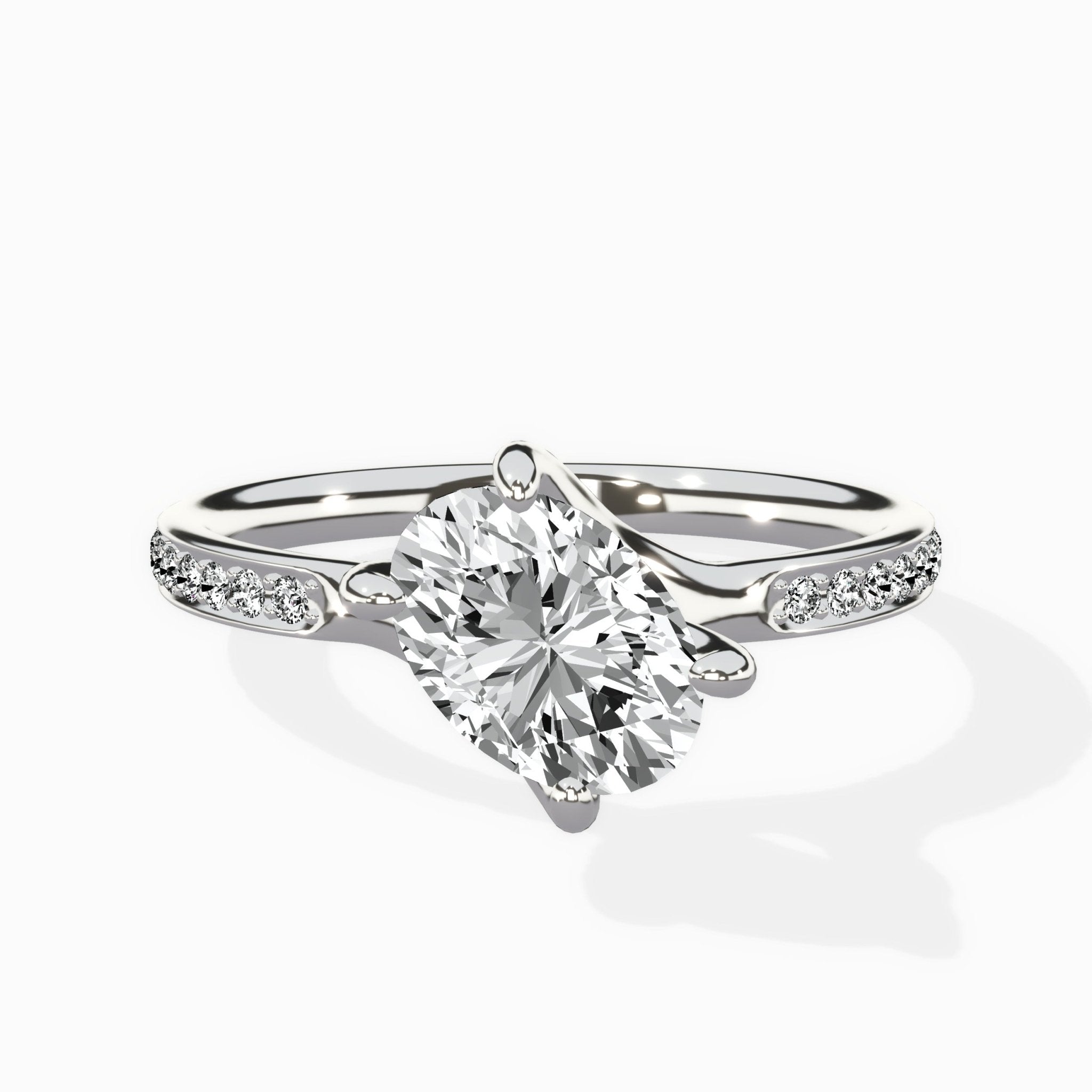 Split Shank Pave Solitaire Ring Engagement Ring - The Better Diamonds