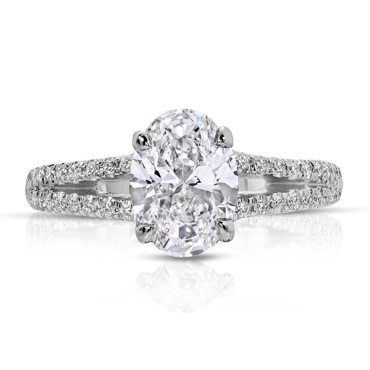 Split Shank Solitaire 1.57 ct Oval Engagement Ring in White Gold - The Better Diamonds