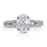 Split Shank Solitaire 1.57 ct Oval Engagement Ring in White Gold - The Better Diamonds