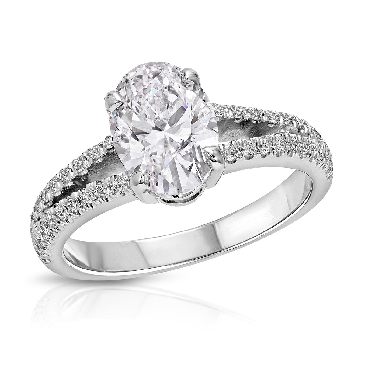 Split Shank Solitaire 1.57 ct Oval Engagement Ring in White Gold - The Better Diamonds