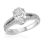 Split Shank Solitaire 1.57 ct Oval Engagement Ring in White Gold - The Better Diamonds