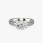 Tapered Solitaire 1.03 ct Round Engagement Ring in White Gold - The Better Diamonds