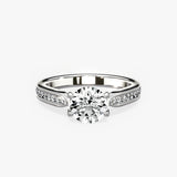 Tapered Solitaire 1.03 ct Round Engagement Ring in White Gold - The Better Diamonds