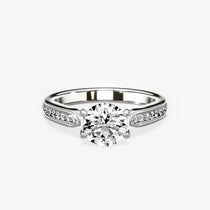 Tapered Solitaire 1.03 ct Round Engagement Ring in White Gold - The Better Diamonds