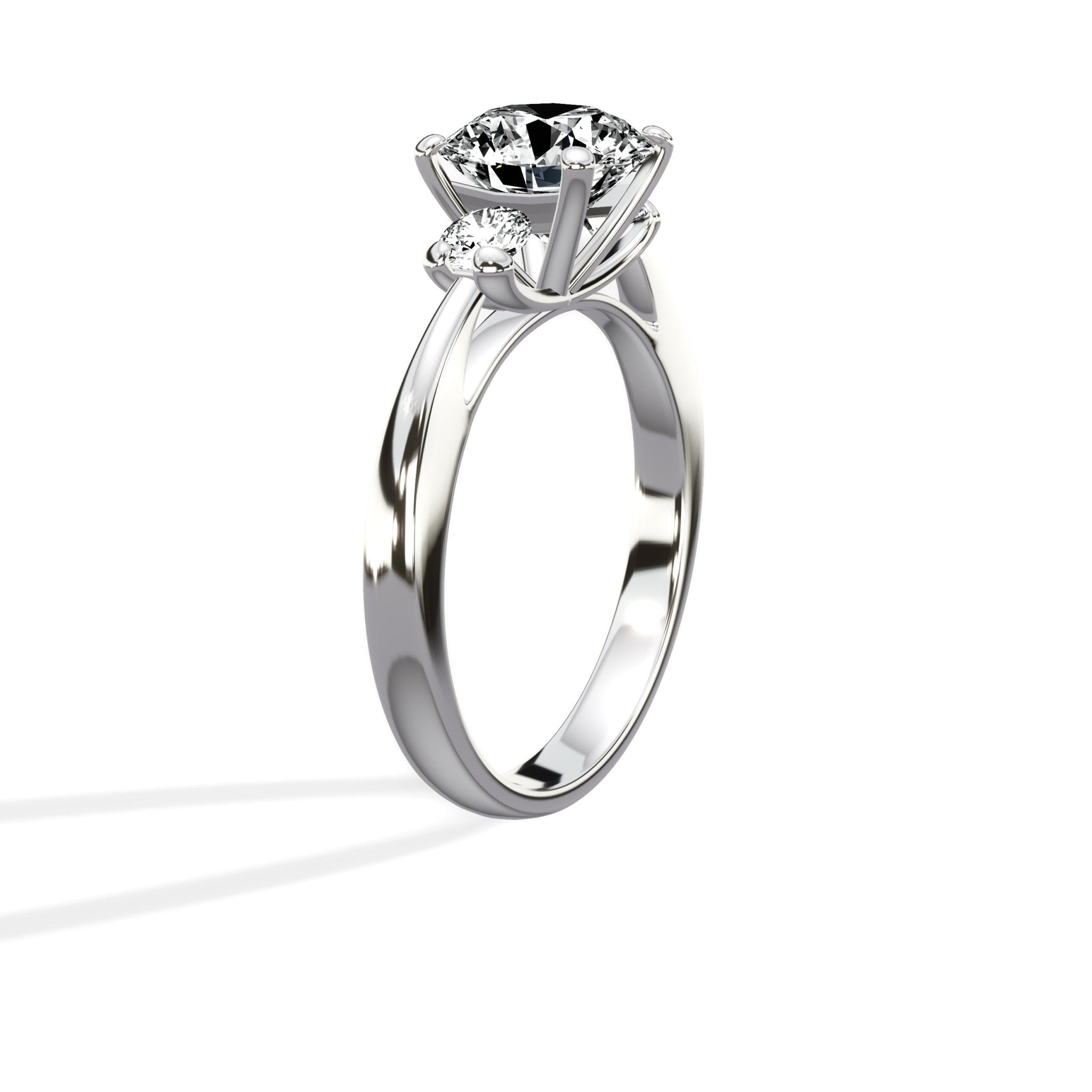 Tapered Three Stone 1.51 ct Round Engagement Ring in White Gold - The Better Diamonds