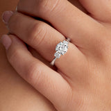 Tapered Three Stone 1.51 ct Round Engagement Ring in White Gold - The Better Diamonds