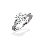 Tapered Three Stone 1.51 ct Round Engagement Ring in White Gold - The Better Diamonds