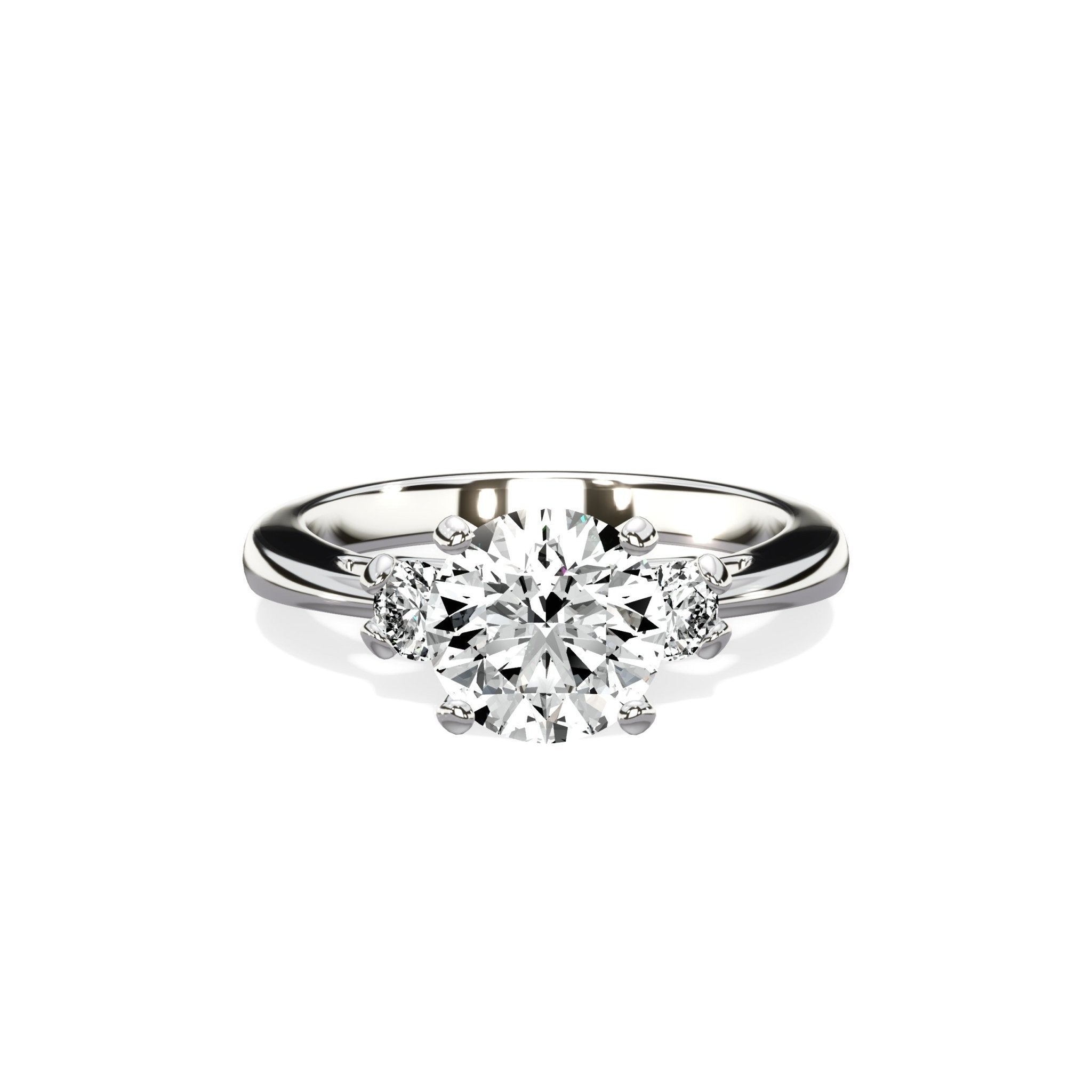 Tapered Three Stone 1.51 ct Round Engagement Ring in White Gold - The Better Diamonds