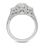 Hairloom Three Stone Round Engagement Ring in White Gold