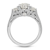 Hairloom Three Stone Round Engagement Ring in White Gold