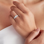 Hairloom Three Stone Round Engagement Ring in White Gold