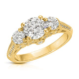 Heirloom Three Stone Round Engagement Ring in Yellow Gold