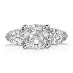 Heirloom Three Stone Cushion Engagement Ring in White Gold