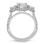 Halo Three Stone Oval Engagement Ring in White Gold