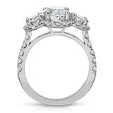 Halo Three Stone Oval Engagement Ring in White Gold