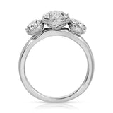 Venice Three Stone Oval Engagement Ring in White Gold