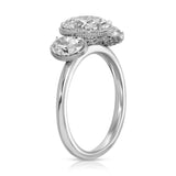 Venice Three Stone Oval Engagement Ring in White Gold