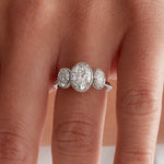 Venice Three Stone Oval Engagement Ring in White Gold