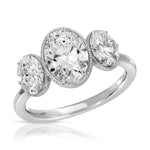 Venice Three Stone Oval Engagement Ring in White Gold