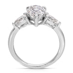 Forever Three Stone Pear Engagement Ring in White Gold