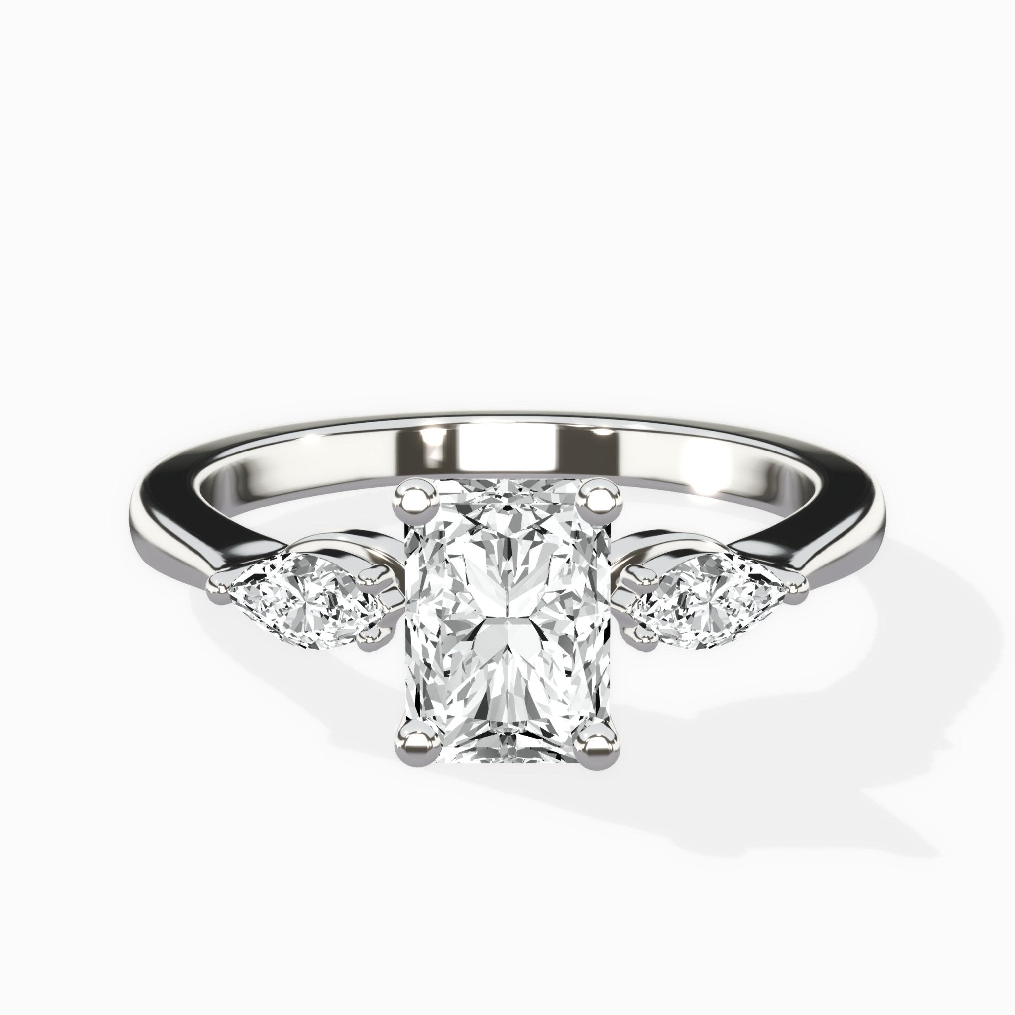 Three Stone Tapered Accent Ring Engagement Ring - The Better Diamonds