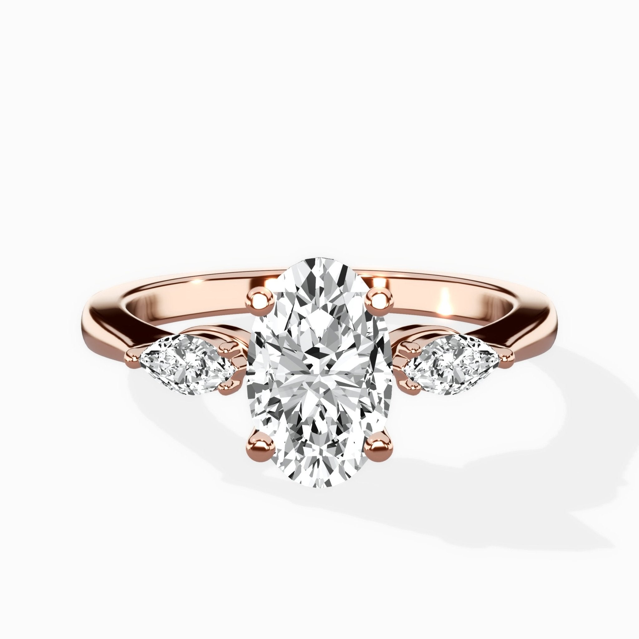 Three Stone Tapered Accent Ring Engagement Ring - The Better Diamonds