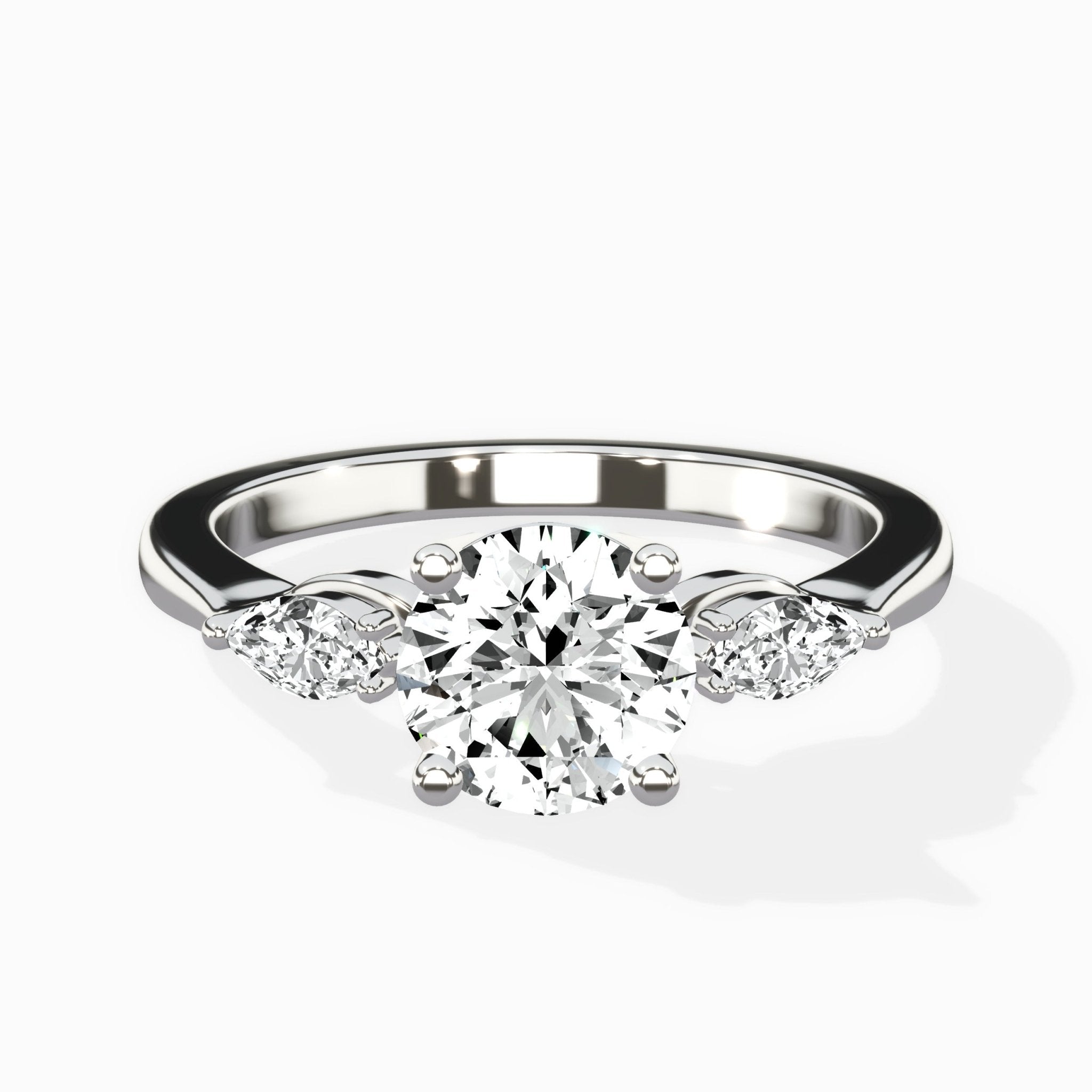 Three Stone Tapered Accent Ring Engagement Ring - The Better Diamonds