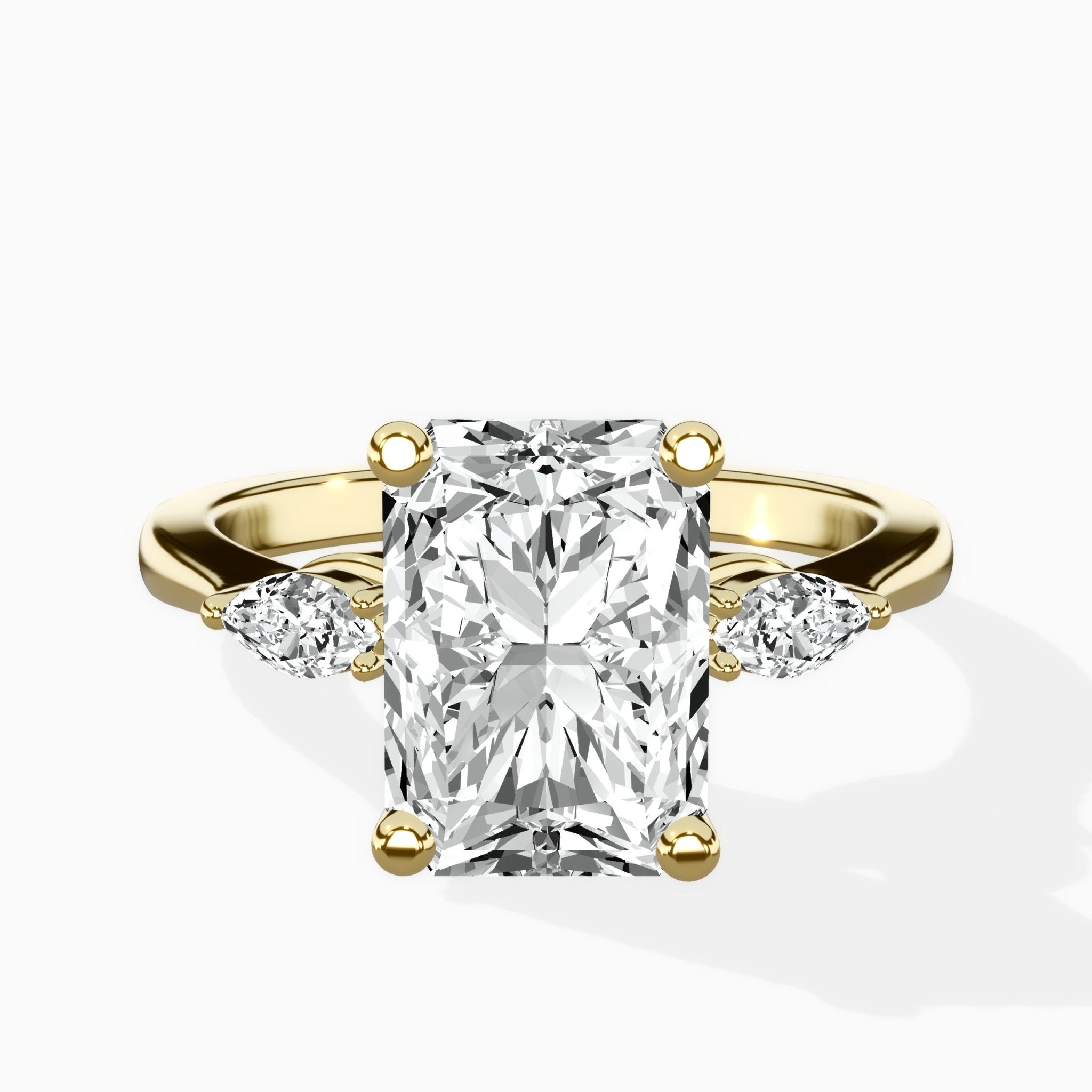 Three Stone Tapered Accent Ring Engagement Ring - The Better Diamonds