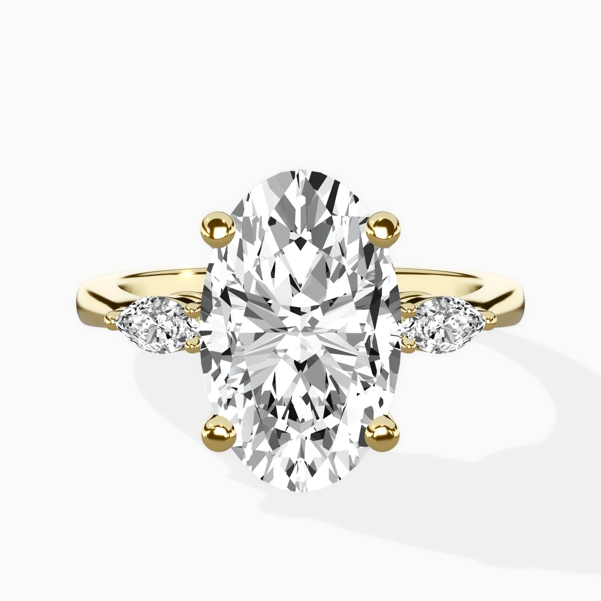 Three Stone Tapered Accent Ring Engagement Ring - The Better Diamonds
