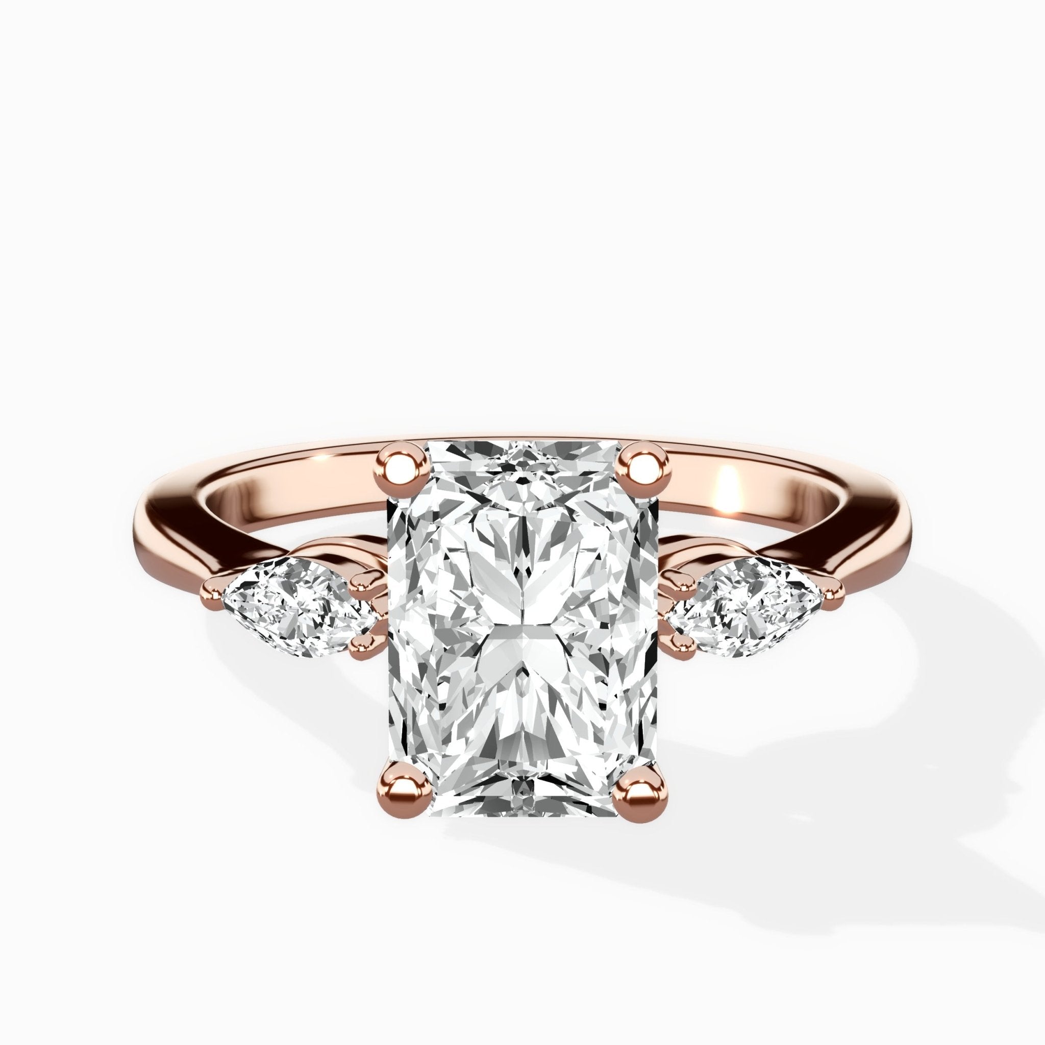 Three Stone Tapered Accent Ring Engagement Ring - The Better Diamonds