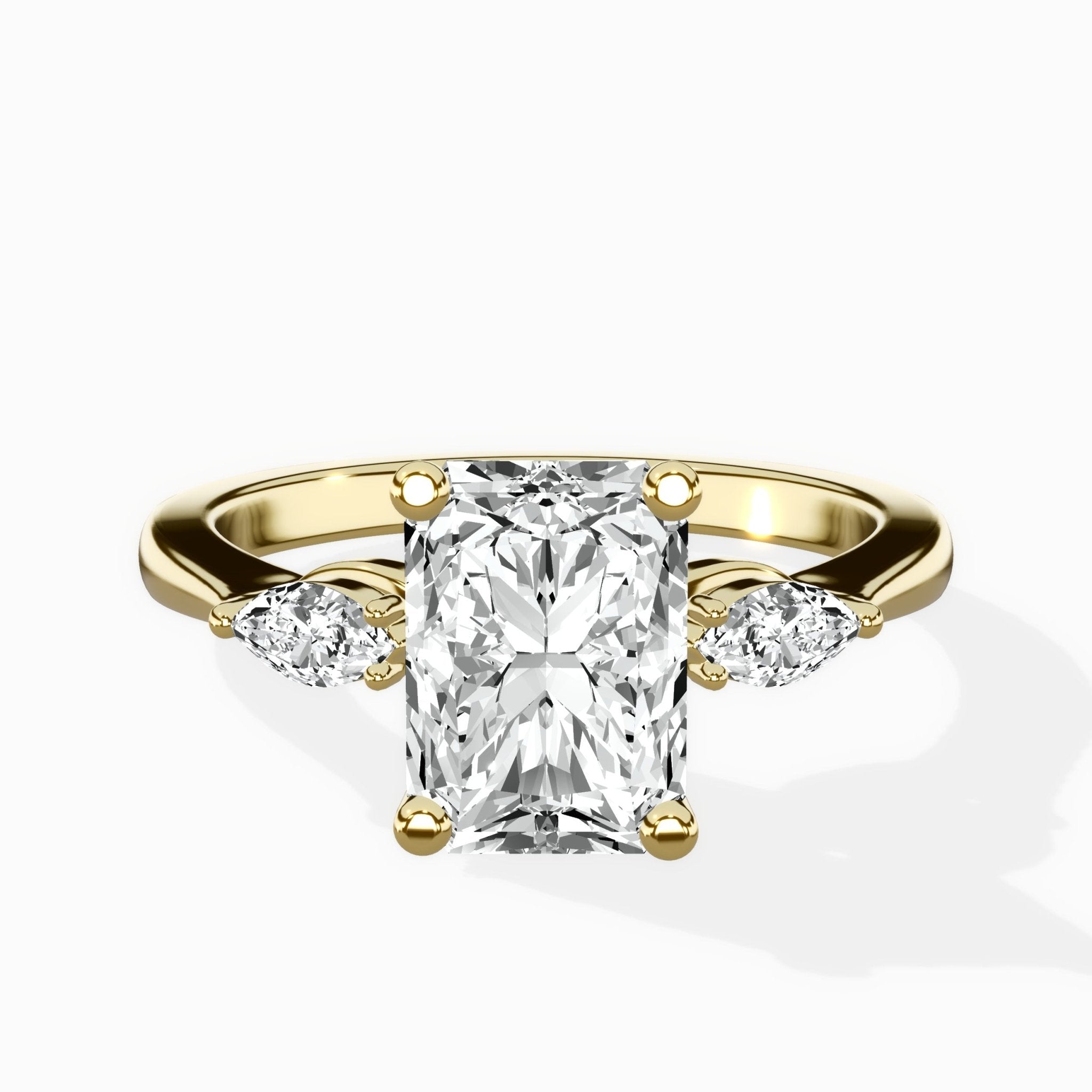 Three Stone Tapered Accent Ring Engagement Ring - The Better Diamonds