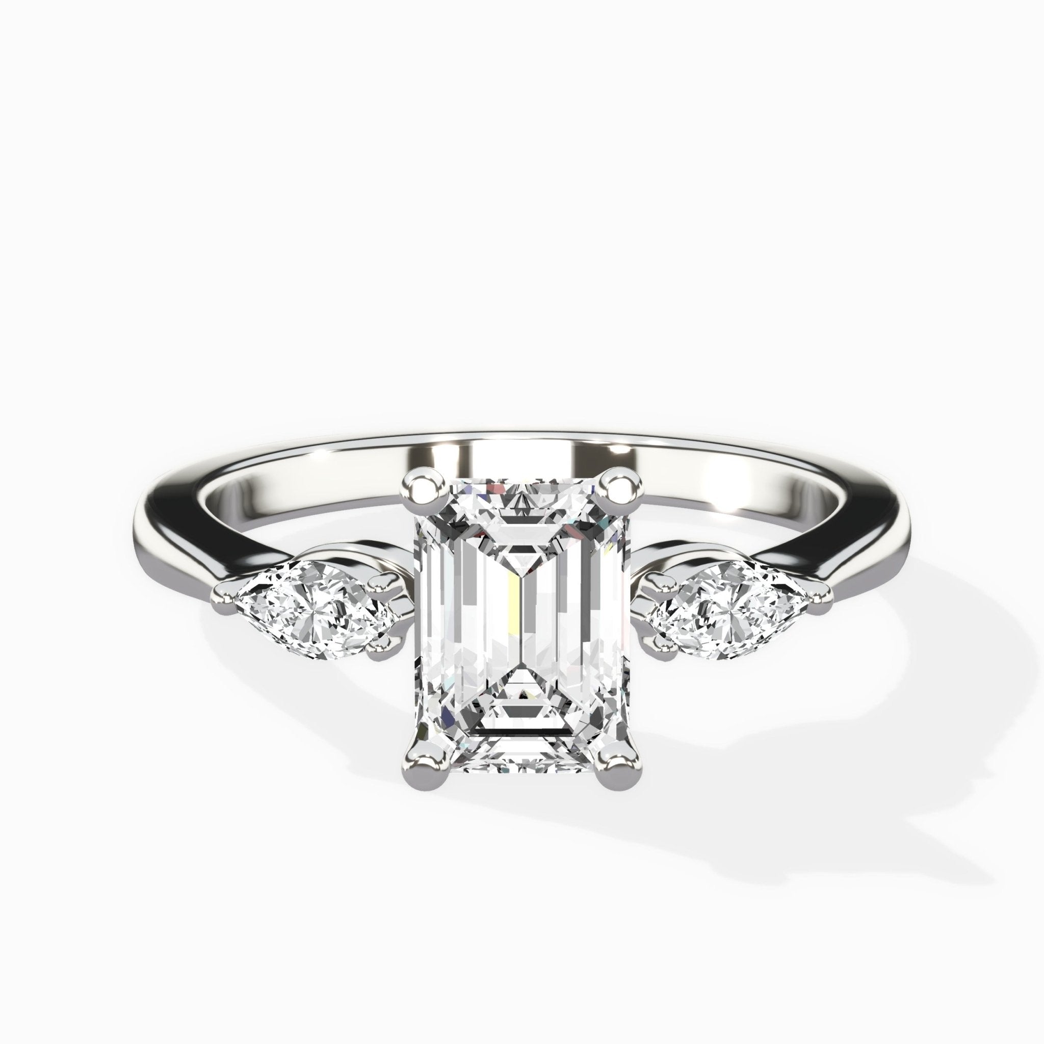 Three Stone Tapered Accent Ring Engagement Ring - The Better Diamonds