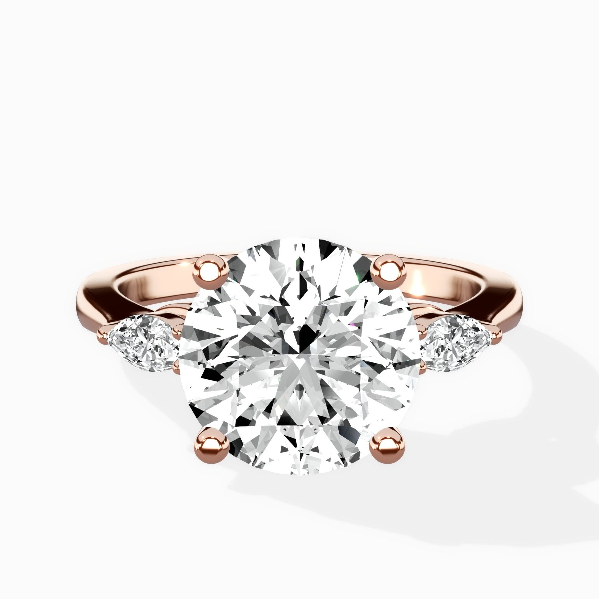 Three Stone Tapered Accent Ring Engagement Ring - The Better Diamonds