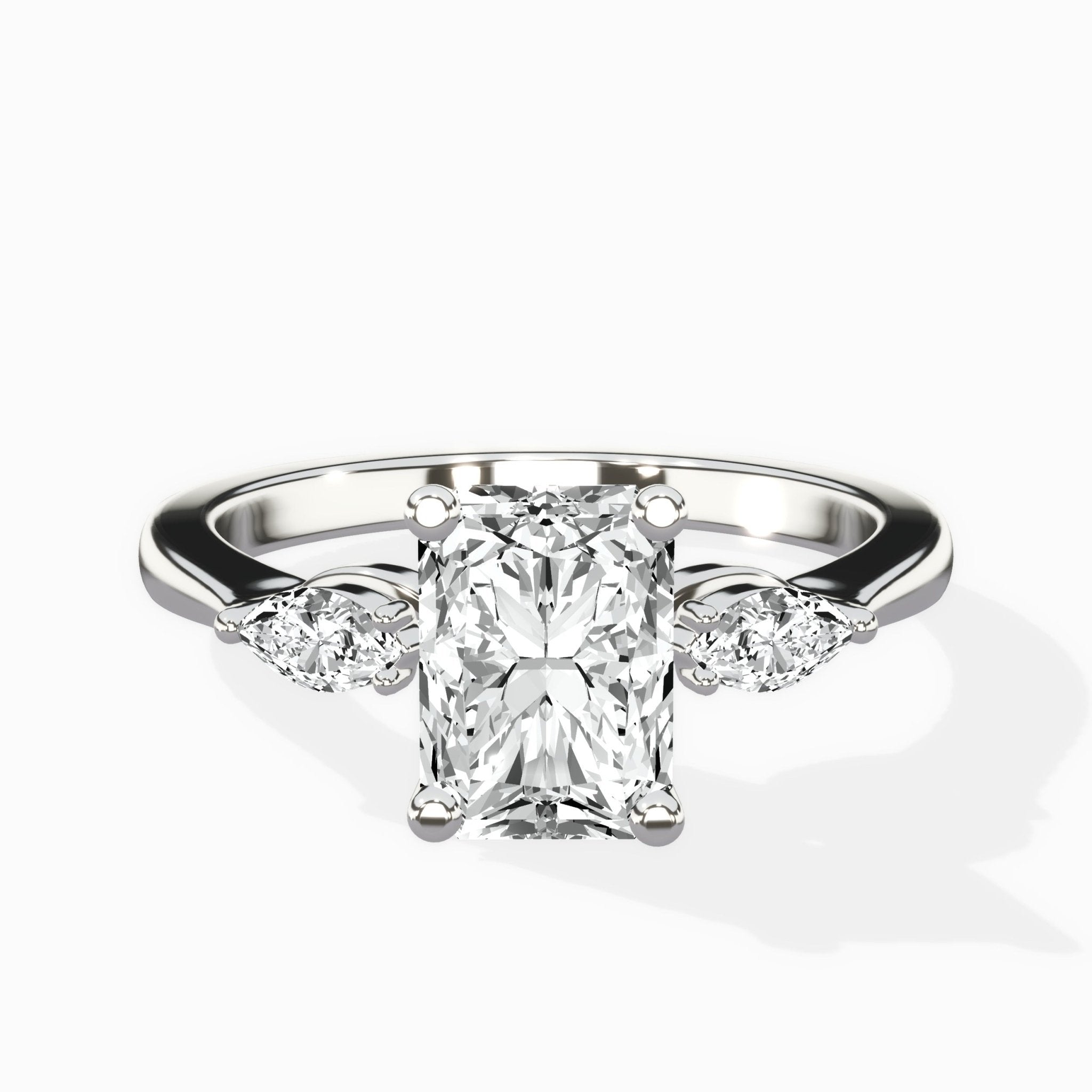Three Stone Tapered Accent Ring Engagement Ring - The Better Diamonds